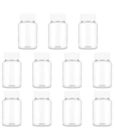 Wllhyf 10 pieces transparent plastic bottles 80 ml transparent tablet vials empty container refillable powder container reusable storage holder with closures