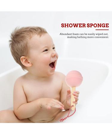 Lurrose 2-Pack Bathing Sponge Body Bars - High-Density Shower Scrubber for Kids & Babies - Pink Luffa Bathing Brush with Handle - Buy Online on GoSupps.com