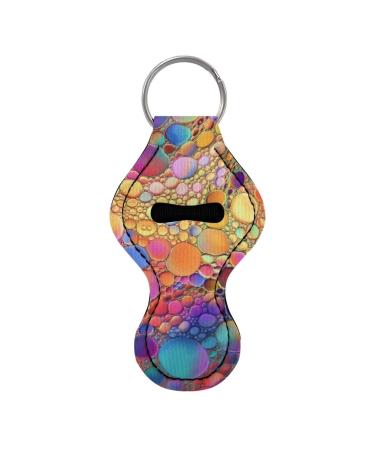Poceacles chapstick keychain for women girls bulk pouch for lipstick lip balm shiny wrist strap colorful bubbles Colorful bubbles.