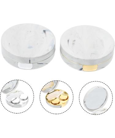 Homsfou Double Box Glasses Case & Contact Lens Organizer - Travel Cosmetic Container with Mirror & Staustproof Lens Housing - Marble Duplex Design - Buy Online on GoSupps.com