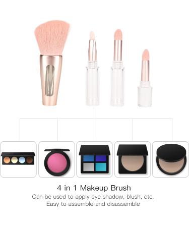 Eyeshadow Blush Uniform Coloring 4 In 1 Cosmetic Brush Soft Hair Transparent Handle Professional Portable Elegant for Dating Party for Daily Use - Buy Online on GoSupps.com