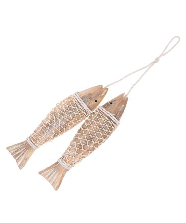 Zerodeko 1 Pair Wooden Fish Decorative Pendant Home Decor Hanging Decorations for Home Nordic Hanging Decor As Shown 58X7CM