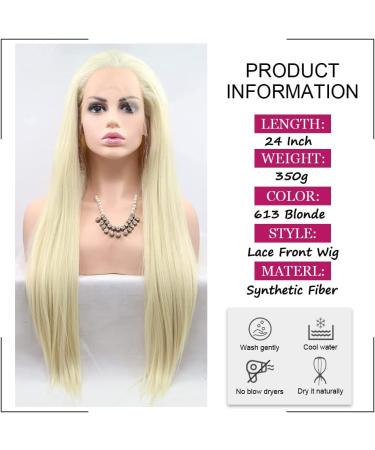 Angle Lucky Blonde Lace Front Wig for Women Synthetic Long Straight 613 Blonde Free Part Natural Hairline Wig Heat Resistant Cosplay Makeup Wigs 24 Inches 24 Blonde - Buy Online on GoSupps.com