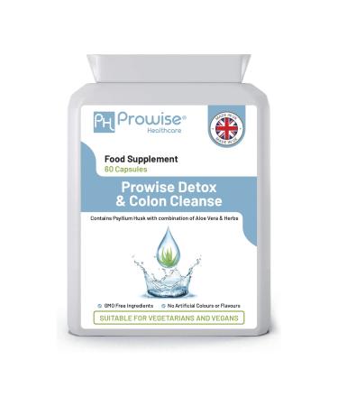 Detox Colon Cleanse 60 Vegan & Vegetarian Capsules I 12 Naturally Source Herbal Ingredients Psyllium Husk Aloe Vera Nettle Extract for Colon Detox Cleanse I Made in UK by Prowise Healthcare