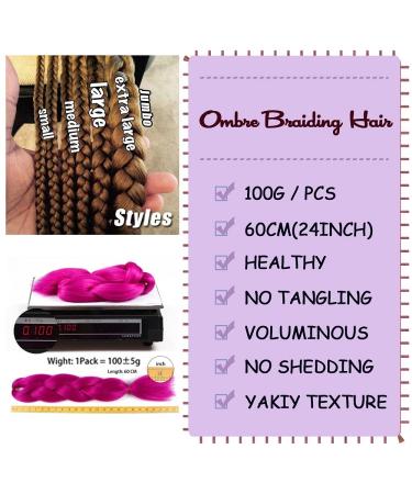 AIDUSA Ombre Braiding Hair 24 Inch 100g 5pcs Synthetic Afro Jumbo Extensions - Black to Red | Women's Hair Twist Crochet Braids - Buy Online on GoSupps.com