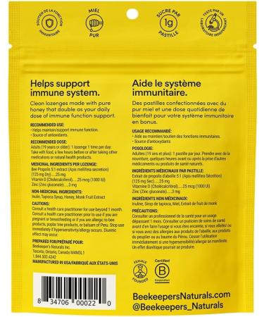 Soothing Honey Cough Drops - Immune Support with Vitamin D Zinc and Propolis - by Beekeeper's Naturals - Throat Soothing Lozenges 14 Ct(2pack) Honey 14 count (Pack of 2) - Buy Online on GoSupps.com