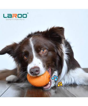 Laroo Dog Toys: Durable Natural Rubber Squeaker Dog Ball Football for Small & Large Dogs - 6.5*8cm Orange - Buy Online on GoSupps.com