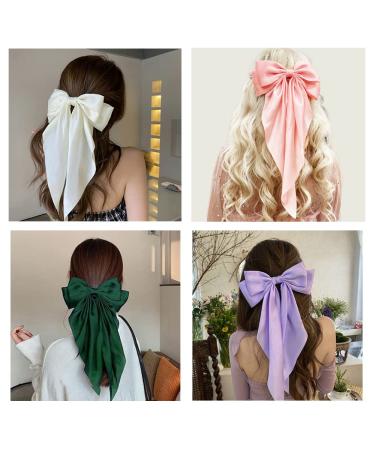 Satin Hair Bow Clips Set - 6pcs Silky Barrettes for Women and Girls - Buy Online on GoSupps.com