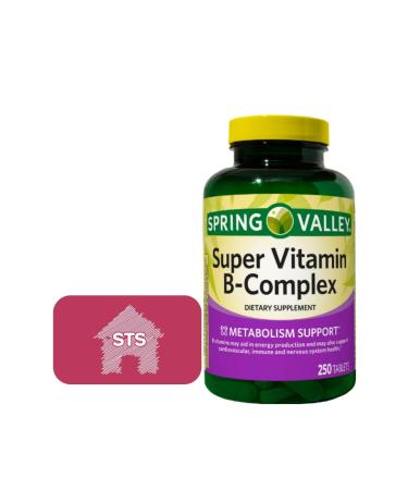 Spring Valley - Super Vitamin B-Complex Metabolism Support 250 Count + STS Sticker.