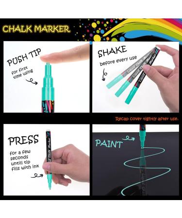 Tebik Liquid Chalk Marker Set - 15 Bright Colors, Erasable Paint Pens with Labels, Stickers, Cloth, Tweezer & Tips - Ideal for Chalkboards, Bistro Boards, Glass - Buy Online on GoSupps.com