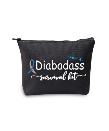 VAMSII Diabetes Bag Diabadass Survival Kit Bag Funny Diabetic Supply Case Type One T2 Storage Organization Bag (Diabetes Bag)