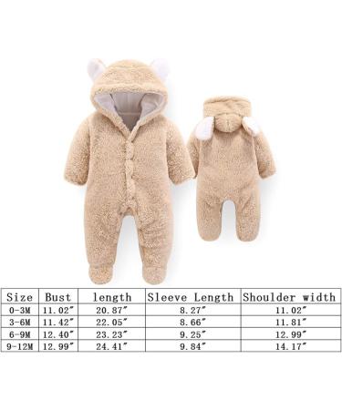 Cartoon Bear Snowsuit Winter Coat | Newborn Fleece Hooded Romper 3-6 Months - Buy Online on GoSupps.com