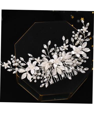 FRCOLOR Alloy Pearl Hair Comb wedding headpiece for bride flower hair comb wedding leaf wedding rhinestone hair accessories Headwear Decor diamond white bridesmaid Imitation pearls abs - Buy Online on GoSupps.com