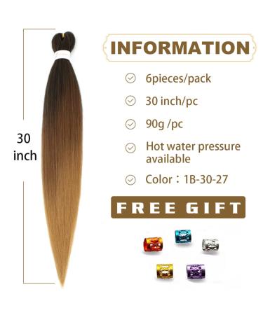 Ancient Lichenhaar Easy Braid 30-Inch Synthetic Hair Extensions 6 Packs Itch-Free Crochet Borders Yaki Texture (1B/30/27#) - Buy Online on GoSupps.com