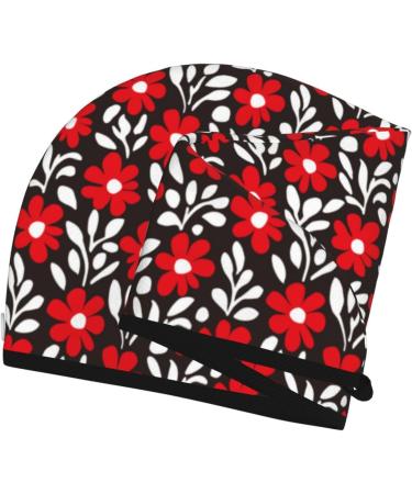 Red Floral Microfiber Hair Towel Wrap - Super Absorbent Quick Dry Cap for Long Curly & Thick Hair - Soft Coral Velvet - Buy Online on GoSupps.com