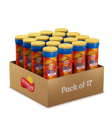 Lay's Stax Cheddar Flavoured Potato Crisps Multi-Pack 155g (Pack of 17) Cheddar Cheese
