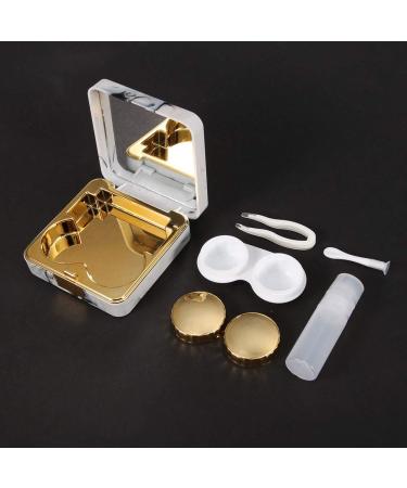 Rankomu Portable Contact Lens Case Marble Mirror Contact Lens Case Square Contact Lens Case(Golden)