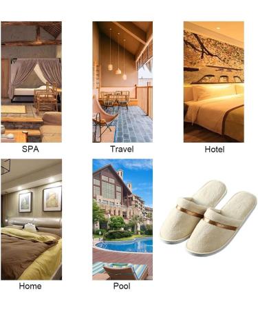 Teceyfeet 6 Pairs Disposable Hotel Slippers Set - Anti-Slip Terry Bathing Slippers for Travel Size 42 EU Beige - Buy Online on GoSupps.com