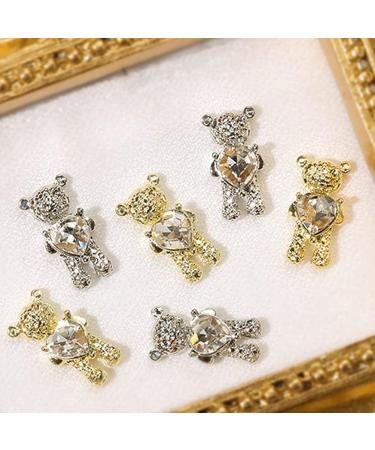 CeFoney Nail Art Rhinestone Kit Cute Bear Design Nail Decoration Set 10 Pieces Bear Nail Art Decoration 3D Metal Nail Jewellery Charms Crystal Nail Art Accessories for Women and Girls Kleine silver - Buy Online on GoSupps.com
