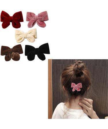 Vintage Duckbill Hairpin Set: 5 Plush Fashion Hair Bow Clips for Kids Simple Small Decorative Girls' Accessories - Buy Online on GoSupps.com