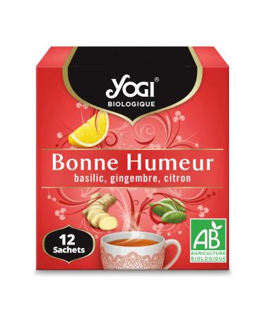 Yogi Organic Good Mood Infusion, 100% Organic Basil, Ginger and Lemon, 12 Heat Sealed Sachets without Staples, 21.5 g, 311411