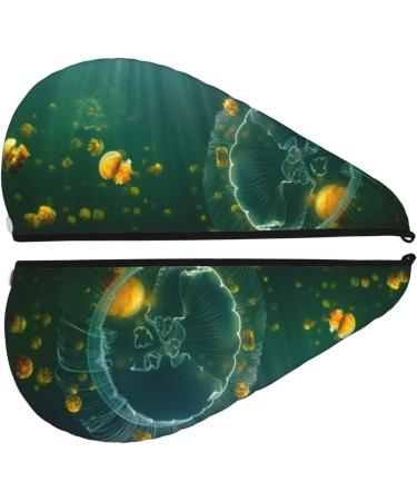 Super Absorbent Jelly Fish Microfiber Hair Towel Wrap for Women | Quick Dry Coral Velvet Cap for Long Curly & Thick Hair - Buy Online on GoSupps.com