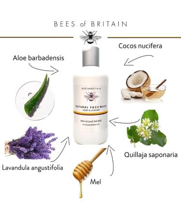 BEES of BRITAIN - 99% Natural - Face Wash - Honey Lavender No Sulfates/Parabens. pH 5.5 Sensitive Skin. We Donate 5% of our Profit to Save Bees + Pollinators. 250ml - Buy Online on GoSupps.com