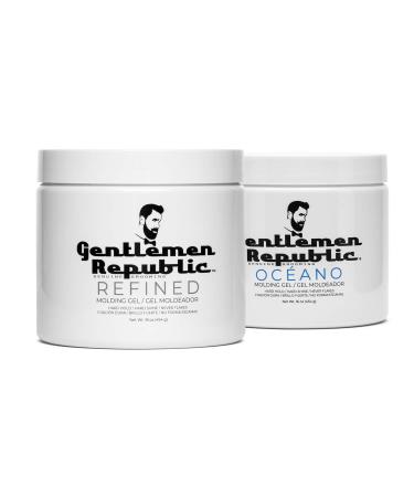 Gentlemen Republic Refined Gel & Oceano Duo - Professional Formula for 24 Hour Shine and Hold  Alcohol-Free  Humidity Resistant  Made in USA - 16oz