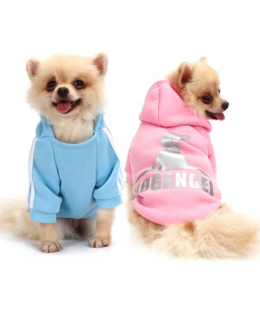 QiCheng&LYS dog hoodie small dog knitted sweater winter coat for small dogs (pink/blue M) A-Pink/Blue M