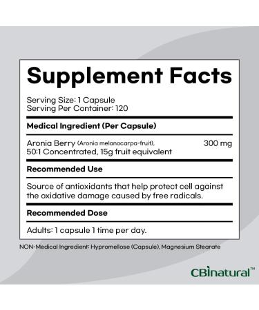 North American Aronia 50:1 Extract 15000 mg Strength 120 Vegan Capsules 4-Month Supply - Buy Online on GoSupps.com