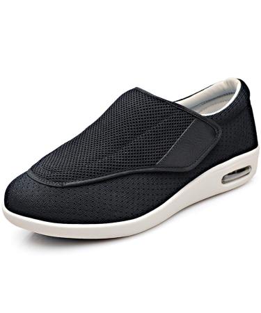 Women's Adjustable Diabetic Shoes Pain Relief Easy to Slip On Wide Widths Slippers Orthopedic with Removable Memory Foam Insoles Lightweight for Seniors Swollen Feet 9 Wide Black