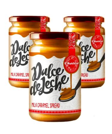 Chatica Dulce de Leche 450g (Pack of 3) / Mexican Caramelised Milk Sweet & Creamy Caramel Sauce Caramel Spread