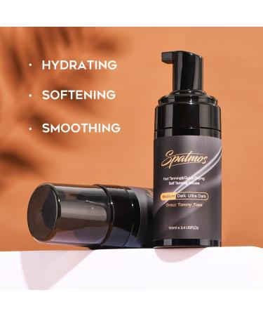 SPATMOS Self Tanning Mousse Sunless Foam 3.40 Fl Oz with Tanner Mitt & Applicators - Fair to Medium Tone - Buy Online on GoSupps.com
