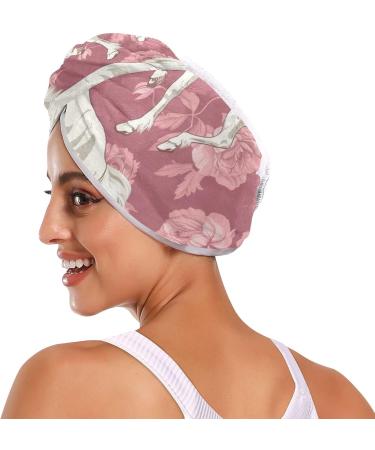 White Horse Pink Flower Hair Towel 2 Pack - Super Absorbent Quick Dry Hair Turbans for Women & Girls - Buy Online on GoSupps.com