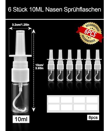 Furuising 6-Pack 10ml Nasal Spray Bottles - Transparent Reusable with 8 Blank Labels for Perfume Essential Oils & Saline Solution | International Shipping - Buy Online on GoSupps.com