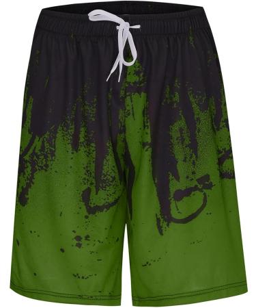 QUNPIU Men's Two-Piece Sport Suit Set - Green Fashion Print Shirt & Shorts - Size Medium - Buy Online on GoSupps.com