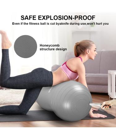 STOROMO Peanut Ball 23x12 inch Gray - Yoga & Pregnancy Exercise Ball for Core Strength Training - Includes Pump - Buy Online on GoSupps.com