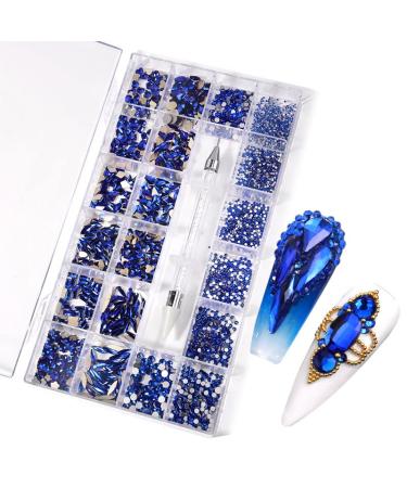 Yzzseven 600 Diamonds +2500 Rhinestones Mix - 20 Styles Flatback Crystals Set for Nail Art DIY (Blue) - Buy Online on GoSupps.com