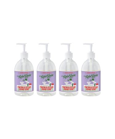 Rebel Green Liquid Hand Soap - Natural Hand Soap Pump Bottles - Bathroom & Kitchen Hand Soap - Hand Wash with Fresh Lavender & Grapefruit Scent - (16.9 oz Bottles 4 Pack) Lavender & Grapefruit 4 Pack