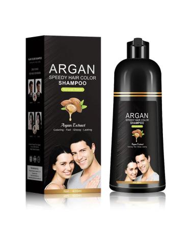 Many Black Hair Dye Herbal Ingredients Shampoo with Argan Oil for Gray Hair Mild Fast Dye with Lasting Shine Easy Application 400ml1353FI Oz