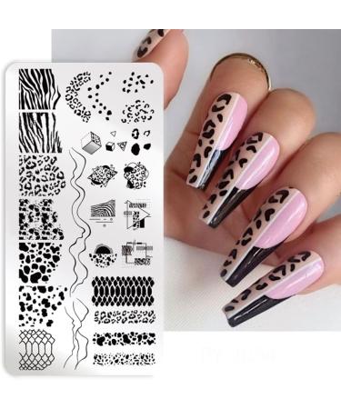 Snake Leopard Print Animal Nail Stamping Plates | Geometric Flowers & Cow Designs | Stencil Stamp Tool for Cow Print Nails - J054 - Buy Online on GoSupps.com