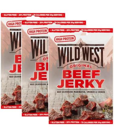 Wild West Original Beef Jerky 60g - 3 Pack | Beef Silverside Marinated Smoked & Cooked High Protein Legendary Flavour. - Buy Online on GoSupps.com