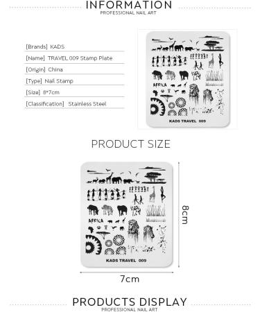 KADS Nail Art Stamping Plates Set Image Template Stencils Elephant Giraffe Lion Pattern with Stamping Plates Holder Case Organizer (TR009) - Buy Online on GoSupps.com