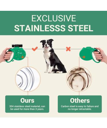 Happy & Polly Dog Leash Retractable Dog Leash Heavy Duty 5M Dog Walking Leash with Flashlight Detachable/Protective Bungee Leash/Magic Box Dispenser Poop Bags for Small Medium Dogs (Green) Green 16.4ft - Buy Online on GoSupps.com