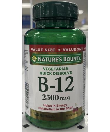 Nature's Bounty Quick Dissolve Vitamin B-12 2500 mcg 120 Tablets
