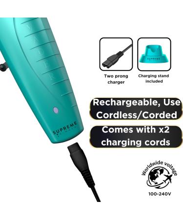 Supreme Trimmer Vader Clipper STC5098 | 7500 RPM Hair Trimmer with DLC Taper Blade | 210 Min Run Time | Professional Barber Clipper | Light Blue - Buy Online on GoSupps.com