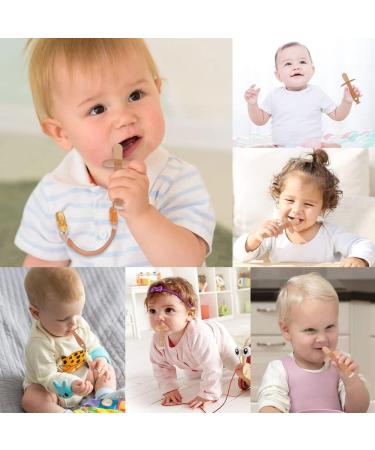 Vicloon Teething Toys for Baby 2pcs Teether Toy Silicone Baby Teether with Suction Cup Baby Teething Toy with 2 Anti-Lost Chain Teething Ring for 2 Months Above Infant Sore Gums Pain Relief(Brown) S-Suckers brown - Buy Online on GoSupps.com