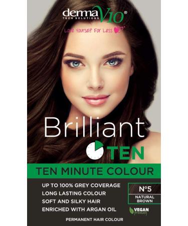 Derma V10 Brilliant Ten Hair Colour No5 NAT Brown 180 ml BRILLTENNATBROWN5