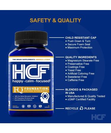 HCF Happy Calm & Focused - Brain Focus & Mood Supplement (90 Count) - Non-GMO - FQ Foundation Amino Acids & Vitamins - Buy Online on GoSupps.com