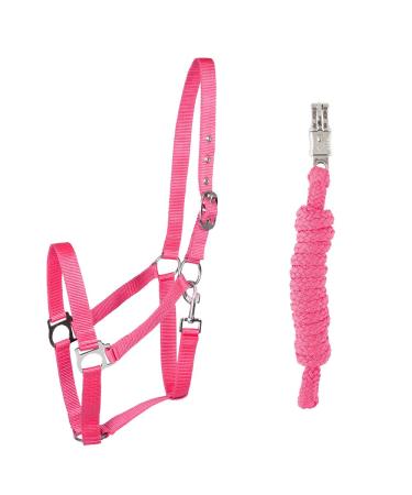 PFIFF 102931 Halter and Rope Set Plastic Halter Lead Rope Pink Cob Cob Pink